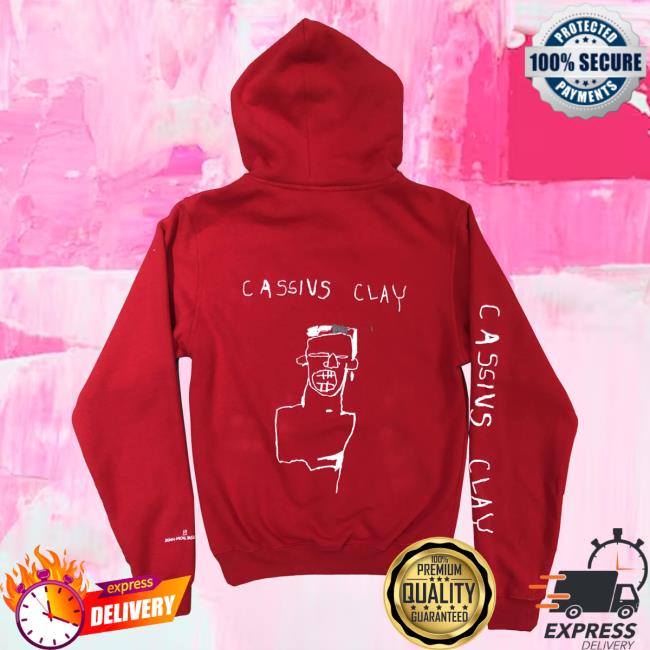 Official The Brant Foundation x Rome Pays Off Jean-Michel Basquiat Cassius Clay Pullover Hoodie Red BrantFoundation