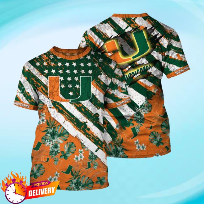 Official Miami Hurricanes Tropical Flower Style And Flag All Over Printed 3D Hoody