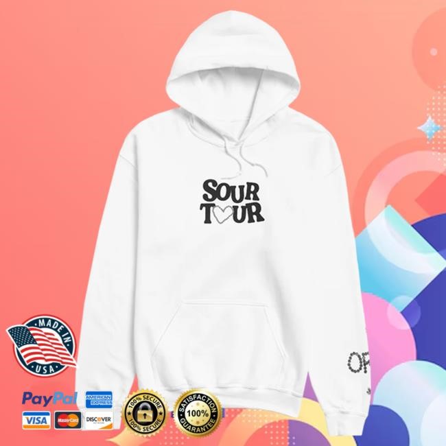 Official Olivia Rodrigo SOUR tour Hoodies in white Official Olivia Rodrigo Shop SOUR tour Popover Hoodie in white