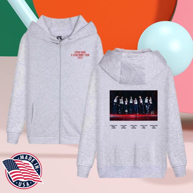 Official Stray Kids Merch Store Stray Kids 2023 5-Star Dome Tour Schedule Crew neck Grey StrayKids Shop Official Stray Kids Merch Store Stray Kids 2023 5-Star Dome Tour Schedule Crewneck Sweatshirt Grey StrayKids Shop