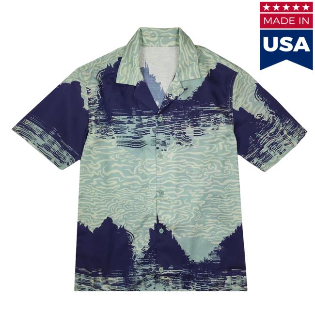 Apari Lamia Button Down Teal Hawaiian Tees