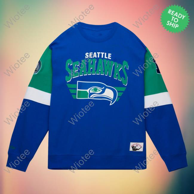 Mitchell & Ness Royal Seattle Seahawks Gridiron Classics All Over Print 3.0 Hoodies Mitchell & Ness Royal Seattle Seahawks Gridiron Classics All Over Print 3.0 Hooded Sweatshirt