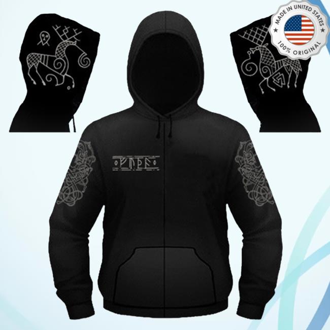 Official Amplified History Heilung Merch Hirsch Zip Up Hooded Sweatshirt