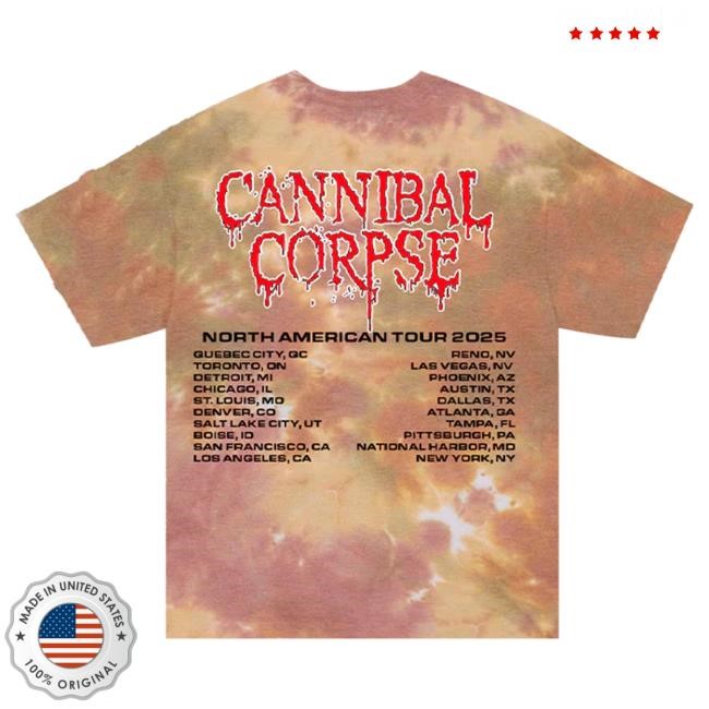 Official Cannibal Corpse Merch Cannibal Corpse Impalement 2025 Tour Shirt (Everglades Dye)