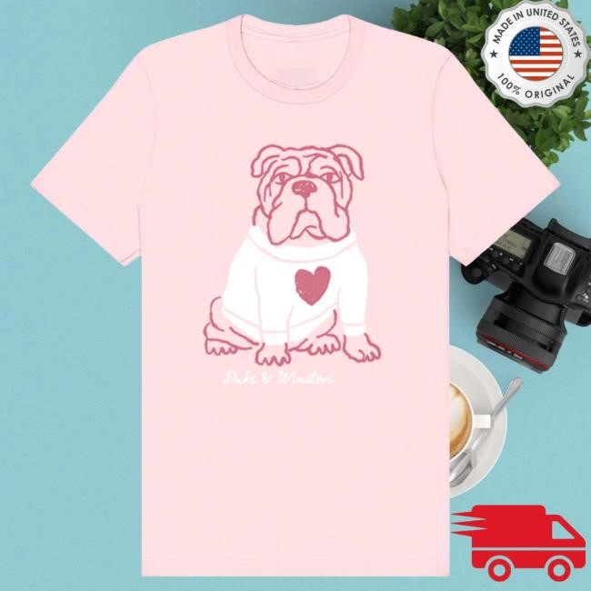 Duke & Winston Bulldog Heart Tee Light Pink for Easy Daily Outfits