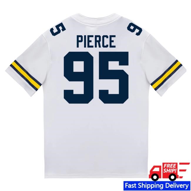 The M Den Michigan Wolverines #95 Trey Pierce Student Athlete White Football Jersey Hot Shirt