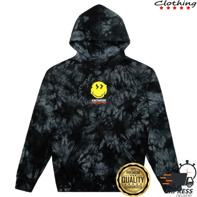 Official Excision Merch Trippy Headbanger Tie Dye Hoodies (Black Tie Dye)