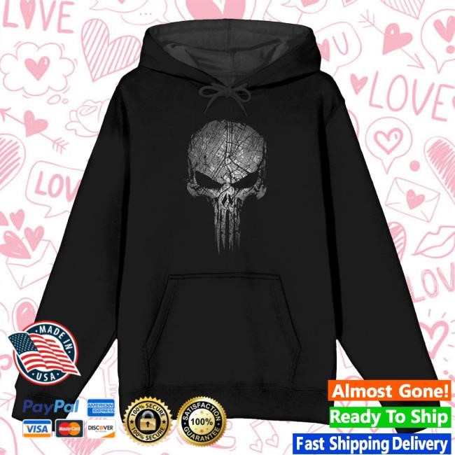 Official Heroes And Villains Marvel The Punisher NYC Skyline Hood Official Heroes And Villains Marvel The Punisher NYC Skyline Hoodie