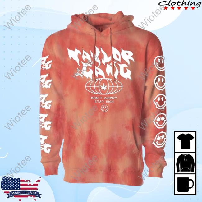 Official Taylor Gang Clothing Store Don't Worry, Stay High Tie Dye Crewneck Sweatshirt Taylorgang Merch