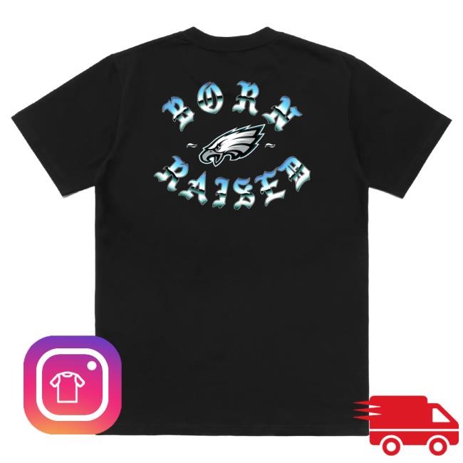 Official Born X Raised Merch Store Shop Born X Raised + Philadelphia Eagles Metal Rocker T-Shirt: Black BornxRaised