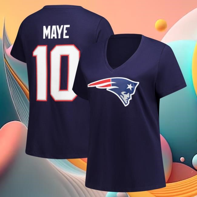 Drake Maye New England Patriots Super Bowl Bound Plus Size Top Official Women's Fanatics Drake Maye Plus Size Navy V-Neck
