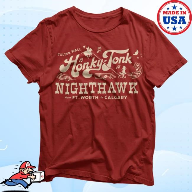 Official Colter Wall Merch Store Shop Colter Wall Honky-Tonk Nighthawk Shirt Vintage Red ColterWall