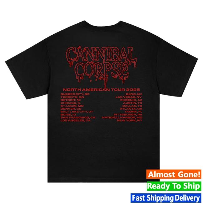 Official Cannibal Corpse Merch Cannibal Corpse Head Wound 2025 Tour Tshirt (Black) Official Cannibal Corpse Merch Cannibal Corpse Head Wound 2025 Tour Tshirt (Black)