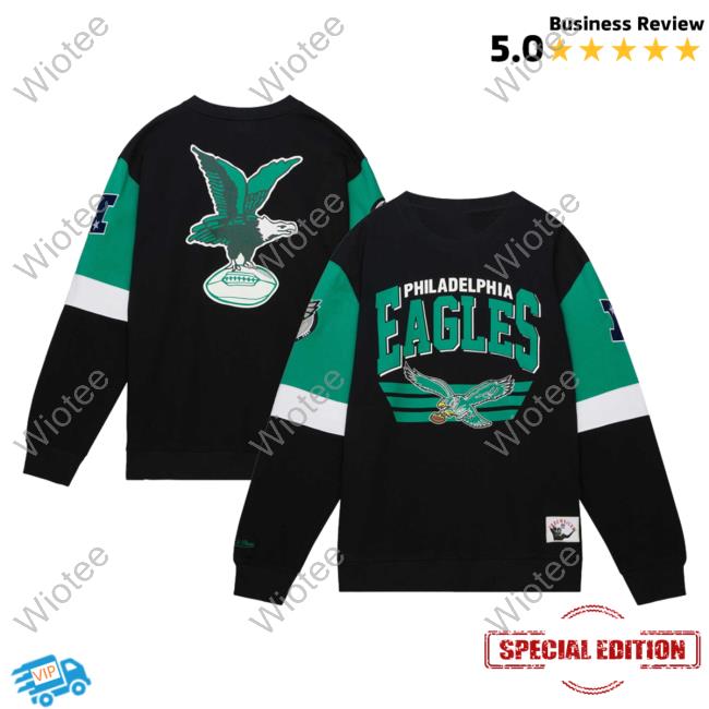 Official PhiladelphiaEagles Clothing Merch Store Shop Mitchell & Ness Black Philadelphia Eagles Gridiron Classics Allover 3.0 Hoody 3D All Over Print