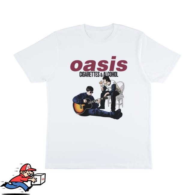 Oasis Merch Cigarettes and Alcohol Illustration Shirt Oasis Shop Oasis Merch Cigarettes and Alcohol Illustration Tee Shirt Oasis Shop