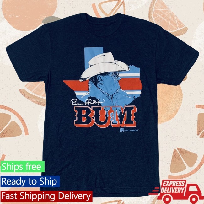 New Houston Oilers Bum Phillips Blue Lone Star State Tee Shirt