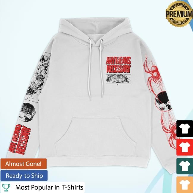 Official Any Means Necessary Clothing Death Weaver Pullover Hoodie White Official Any Means Necessary Clothing Death Weaver Hooded Sweatshirt White