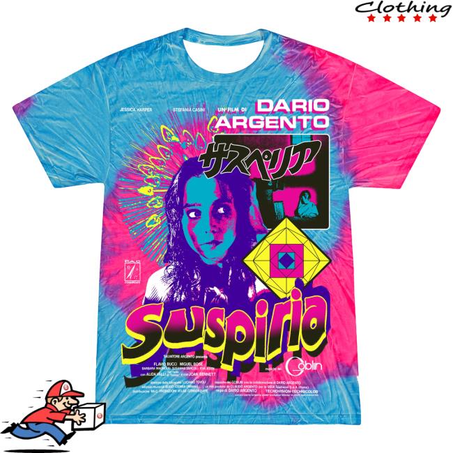 Official Studiohouse Designs Merch Store Suspiria Peacock Tiedyes Attractive Shirt Bad Luck (Blue/Pink) Studiohouse Designs Apparel Clothing Shop StudiohouseDesigns