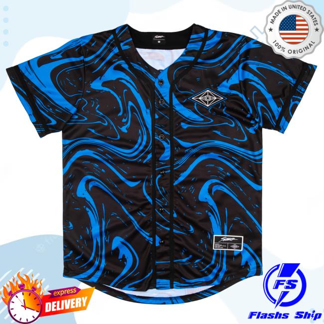 Official Slander Merch Spaceman Baseball Jersey - Blue/Black Marble