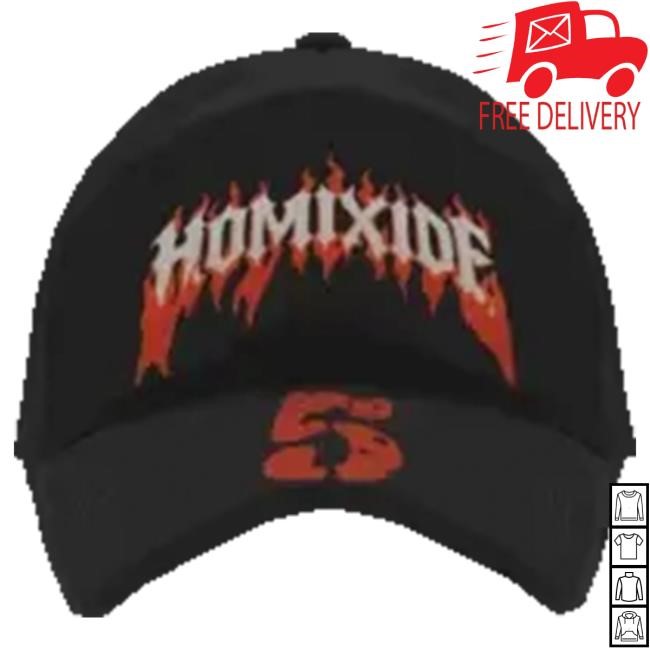 Official Homixide Gang Merch HL2 Black Flames Trucker Hat Official Homixide Gang Merch Store HL2 Black Flames Trucker Cap