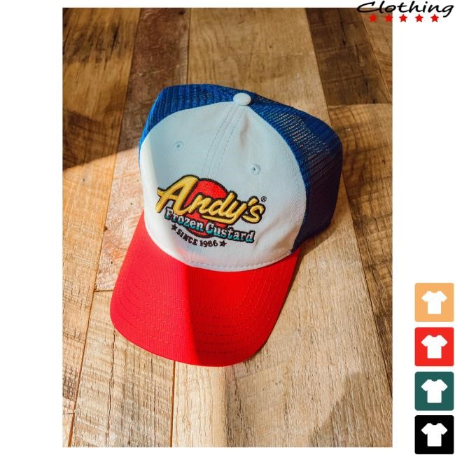 Official Andy's Frozen Custard Merch NEW! Trucker Hat - Embroidered Red-White-Royal Official Andy's Frozen Custard Merch NEW! Trucker Hat - Embroidered Red-White-Royal