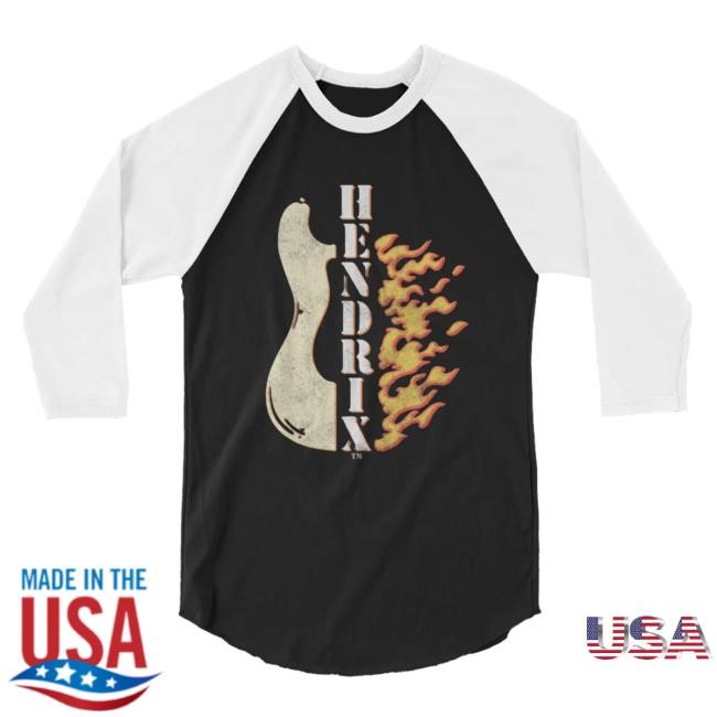 Official Jimi Hendrix Shop Flame Raglan Long Sleeve Tees Authentic Hendrix