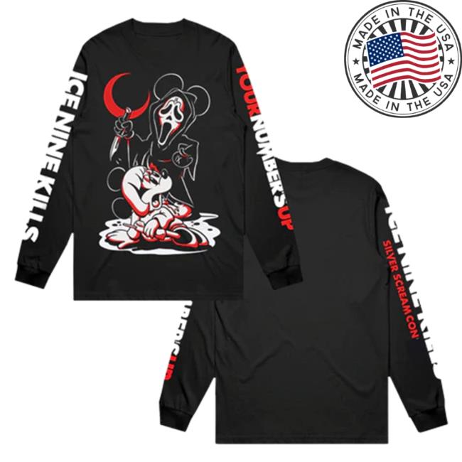 Official Ink Merch Store Ice Nine Kills Silver Scream Con Your Numbers Up Long Sleeve Tee Shirt IceNineKills