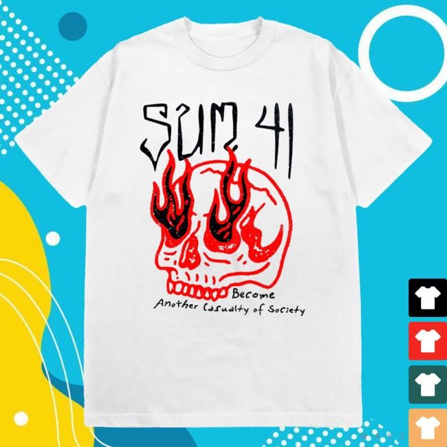 Sum 41 | Official Merch Store | BSkull Sketch Essential T Shirt - White Sum41 Shop