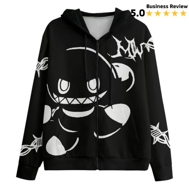 Official Mamono World Merch Store Mamono Goth Ch@0 Zip Up (Crewneck Sweatshirt)