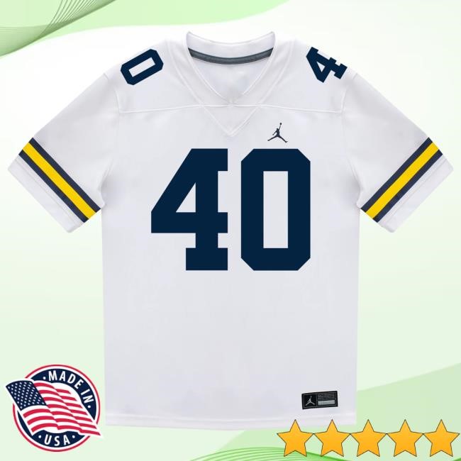 Michigan Wolverines #40 Rocco Milia Student Athlete White Football Jersey Shirt The M Den Shop