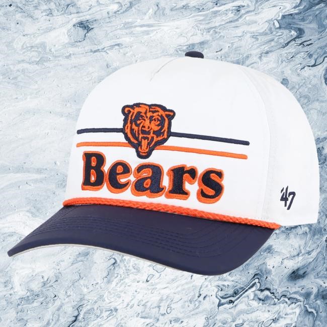 Chicago Bears White Campscape '47 Hitch Adjustable Cap | Buy Official Clark Street Sports