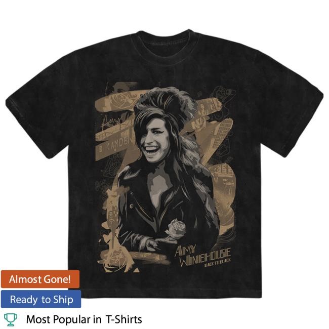 Amy Winehouse Official Merch Shop | Back To Black Portrait Washed Short SleeveShirt