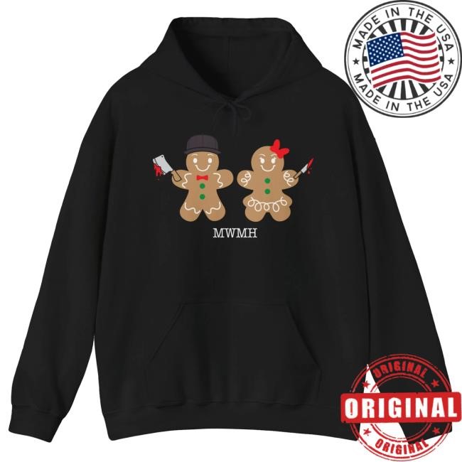 Official Murder with my Husband Gingerbread Couple Popover Hoodie MWMH Postcat Official Murder with my Husband Gingerbread Couple Pullover Hoodie MWMH Postcat