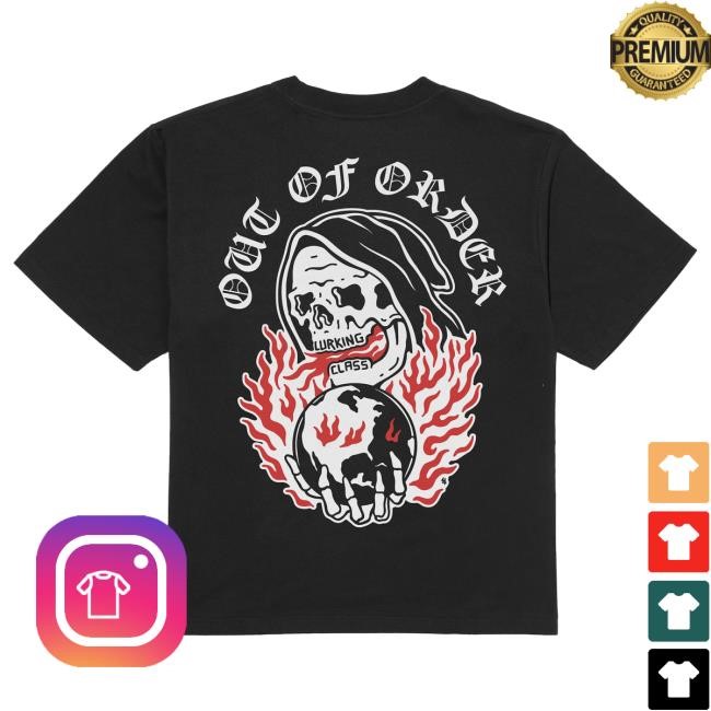 Lurking Class Out Of Order Tee Black Graphic Artwork Out Of Order Tee by Lurking Class Minimal Logo Print