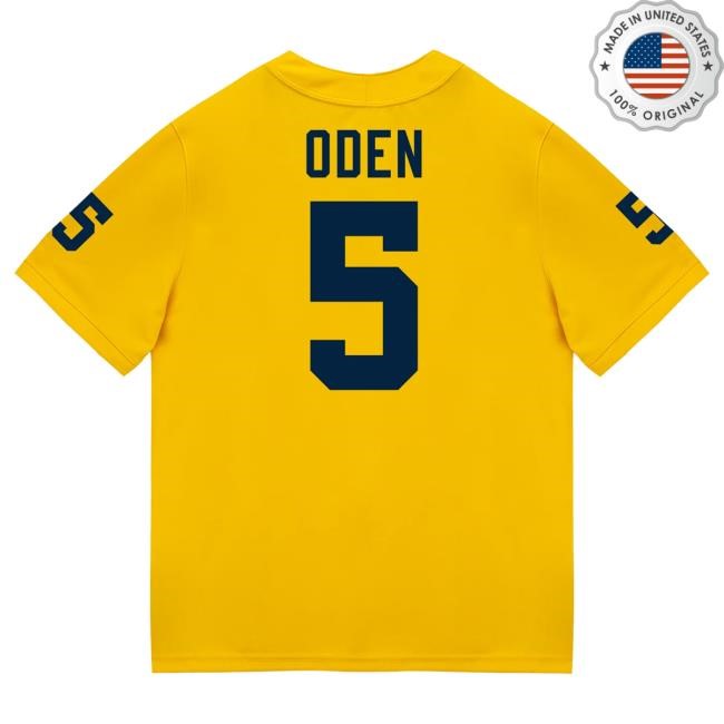 The M Den Michigan Wolverines #5 Jacob Oden Student Athlete Maize Football Jersey Top Shirt