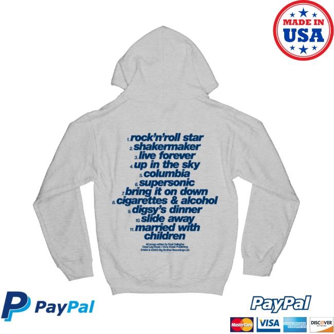 Oasis Merch Logo Tracklist Grey Zip Up Hood Oasis Shop