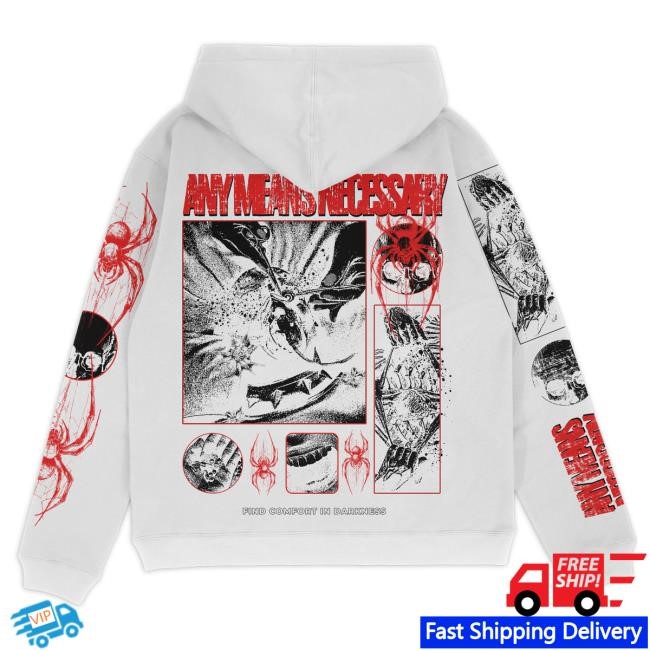 Official Any Means Necessary Clothing Death Weaver Pullover Hoodie White Official Any Means Necessary Store Death Weaver Popover Hoodie White