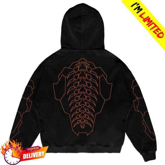 Cloudeelle Cyberspine Oversized Orange Hoodie Streetwear