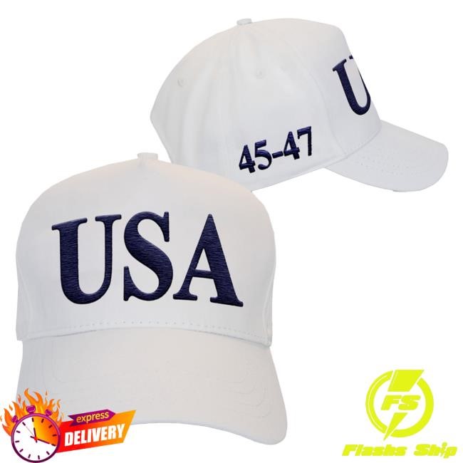 Official USA 45-47 White Hat by Donald Trump Casual Cap