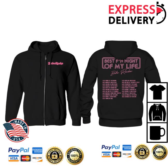Official Bebe Rexha Hello Merch Store Best F*N Night Of My Life Tour Bebe Rexha Tour Black Zip Hoodies BebeRexha Hellomerch