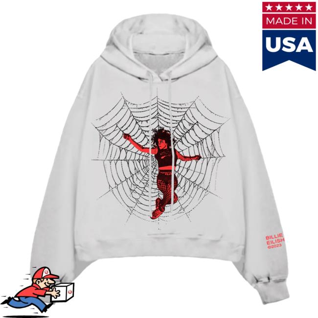 Official Interscope Records BillieEilish Merch Clothing Store Billie Eilish Spiderweb White Crew neck