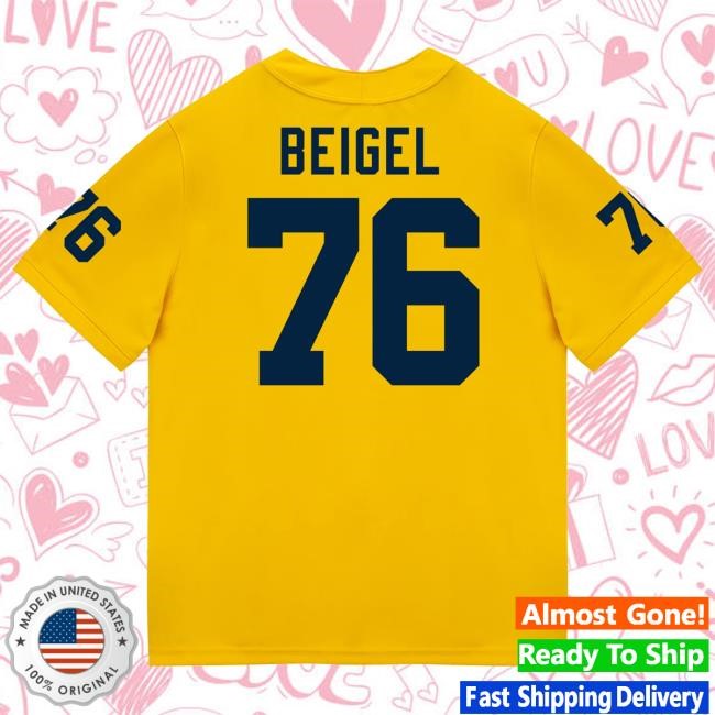 Michigan Wolverines #76 Manuel Beigel Student Athlete Maize Football Jersey Shirts The M Den Shop Official