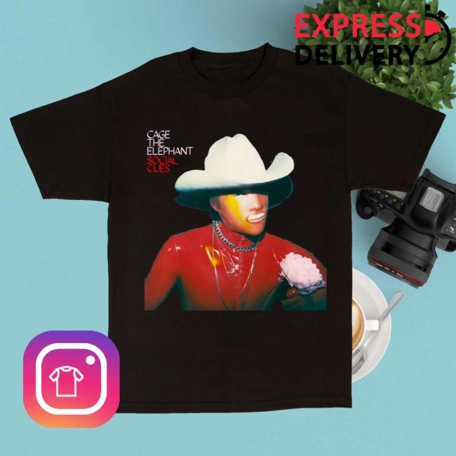 Official Cage The Elephant Merch Social Cues Latex Cowboy T-Shirt