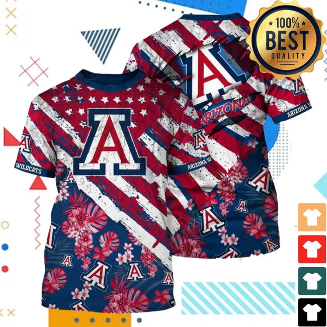 Official Arizona Wildcats Tropical Flower Style And Flag All Over Printed 3D Shirt