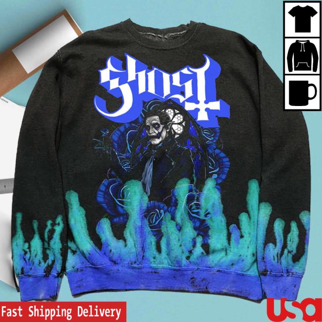 Official Ghost Band Rock Backstreet Merch Store Shop Darkness Custom Flames Custom Dye Pullover Sweatshirt Backstreetmerch