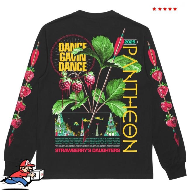 Official Dance Gavin Dance Merch Strawberry's Daughters Black Popover Hoodie Strawberry's Daughters Heavy Faded Black Long Sleeve Tshirt Dance Gavin Dance Official Merch