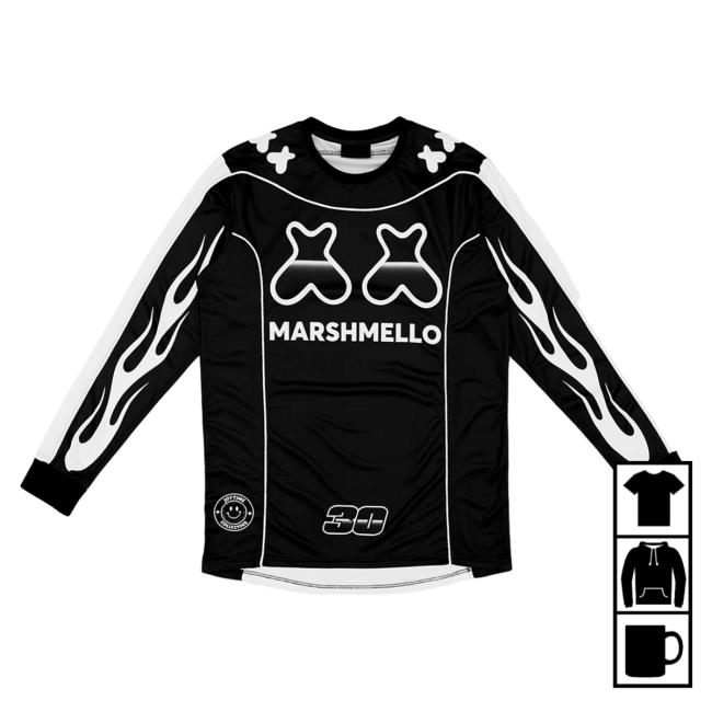 Official Marshmello Apparel Clothing Merch Store Marshmello Joytime L/S Moto Long Sleeve Shirt New Marsh Mello Shop