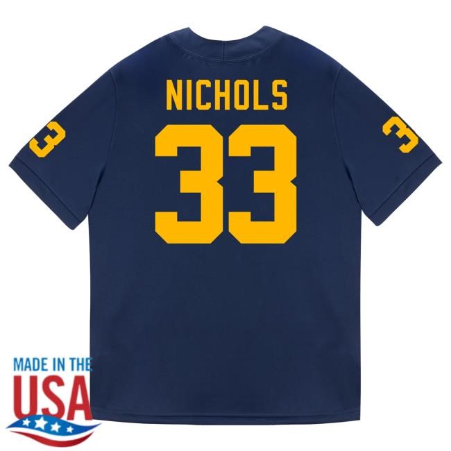 The M Den Michigan Wolverines #33 Dominic Nichols Student Athlete Blue Football Jersey Shirts