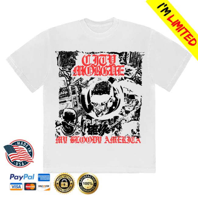 Official City Morgue Clothing Shop City Morgue Punk My Bloody America Tees White Citymorgue Merch