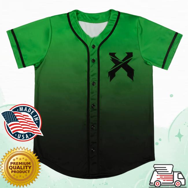 Official Excision Merch Headbanger Excision Green Black Gradient Baseball Jersey T Shirt